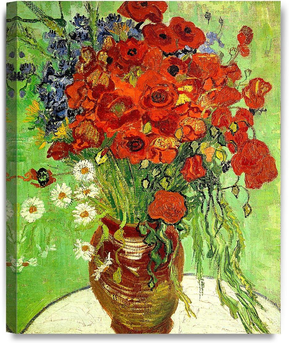 DECORARTS Red Poppies and Daisies, Vincent Van Gogh Art Reproduction. Giclee Canvas Prints Wall Art