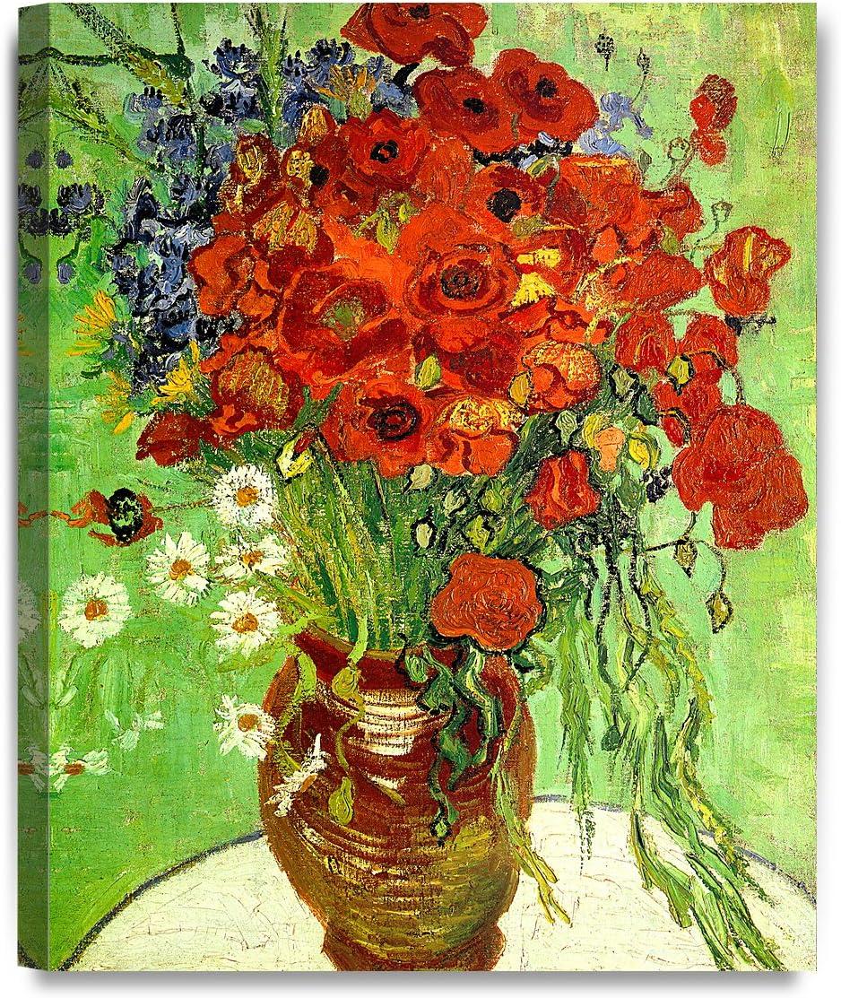 Vincent Van Gogh Red Poppies and Daisies Framed Canvas Print