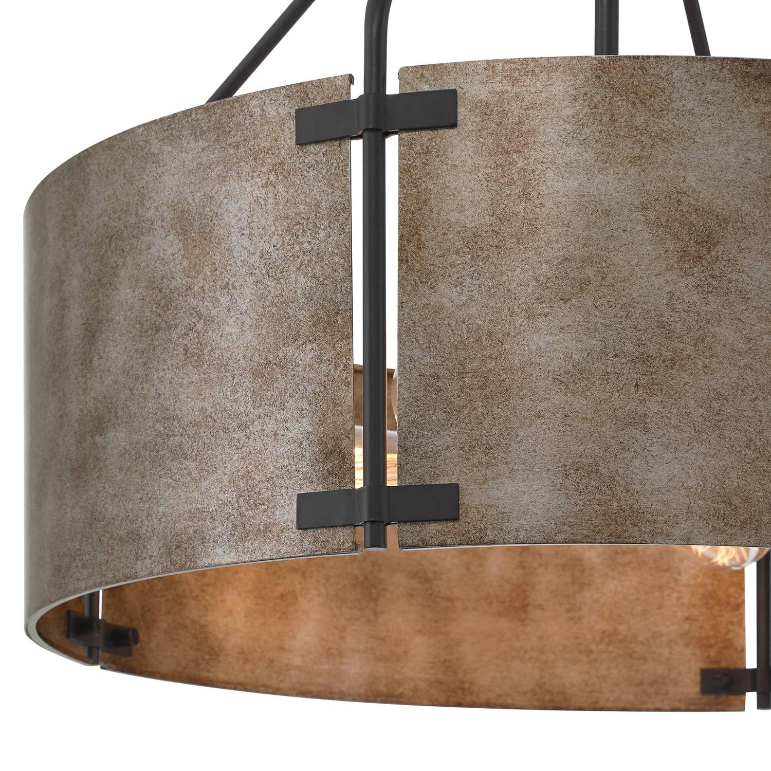 Possini Euro Design Julian 22" Farmhouse Rustic Industrial Pendant Chandelier Ceiling Light Fixture Dining Room Over Table Drum Silver Finish Metal