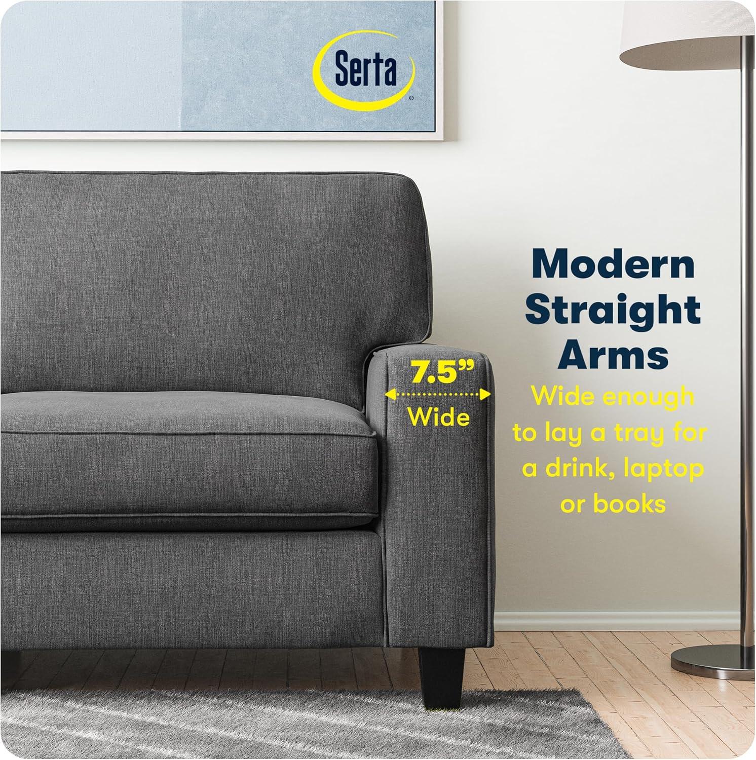 Serta Palisades 61" Track Arm Sofa, Easy Care Fabric, Soft Pillow Back, Pocket Coil Seat Cushions