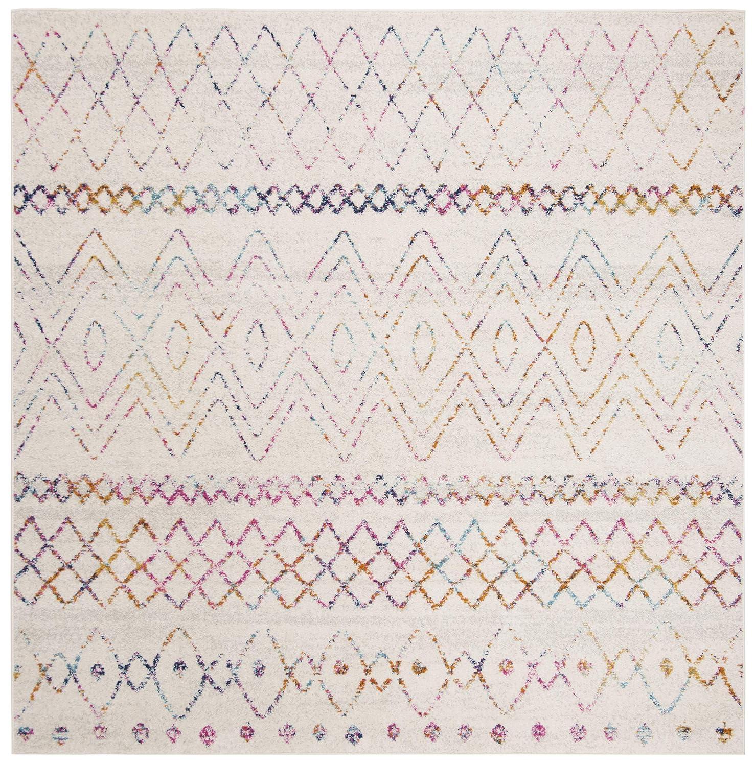 Madison 700 MAD798 Power Loomed Indoor Area Rug - Ivory/Fuchsia - 5'3"x5'3" - Safavieh