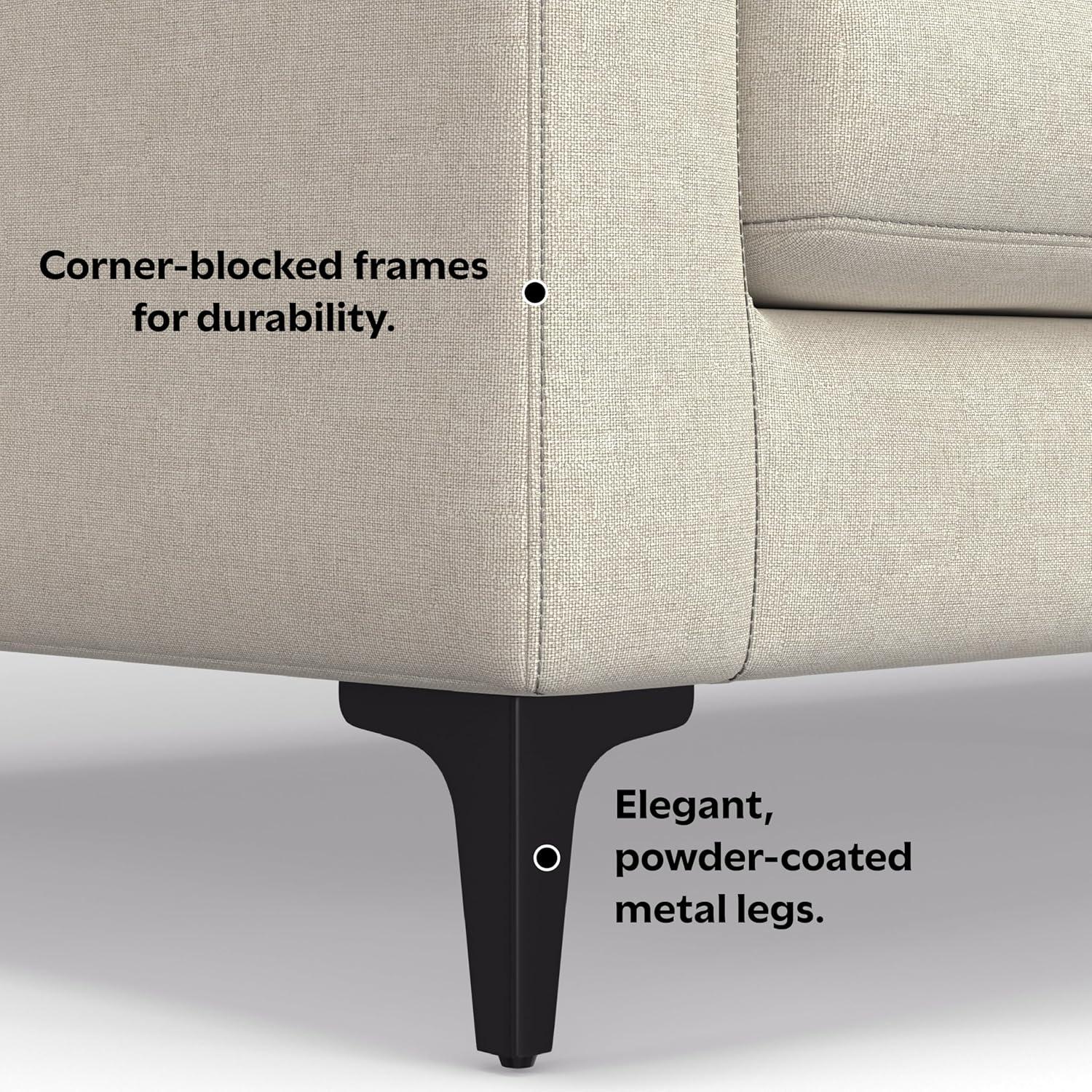 Simpli Home Ava 90-inch Mid Century Sofa, Large Performance Fabric Couch for Living Room, Water-Repellent, Stain-Resistant, Reversible Cushions