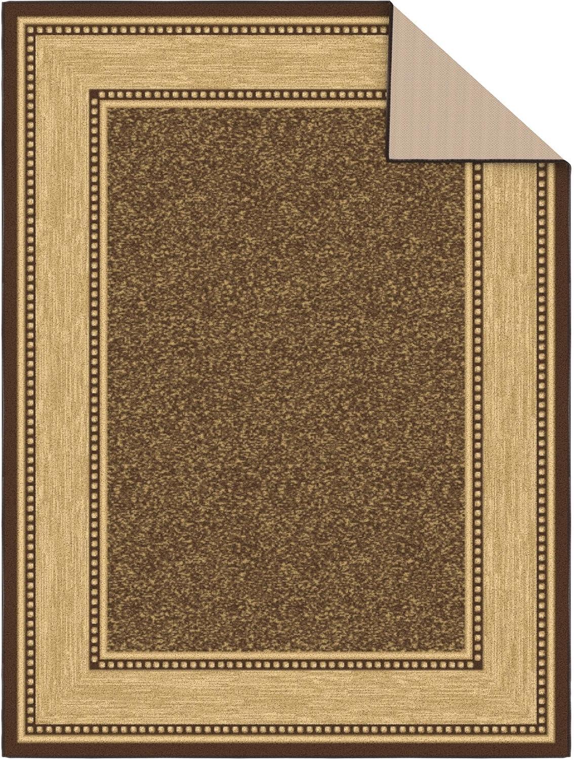 Brown and Beige Oval Washable Stain-Resistant Area Rug