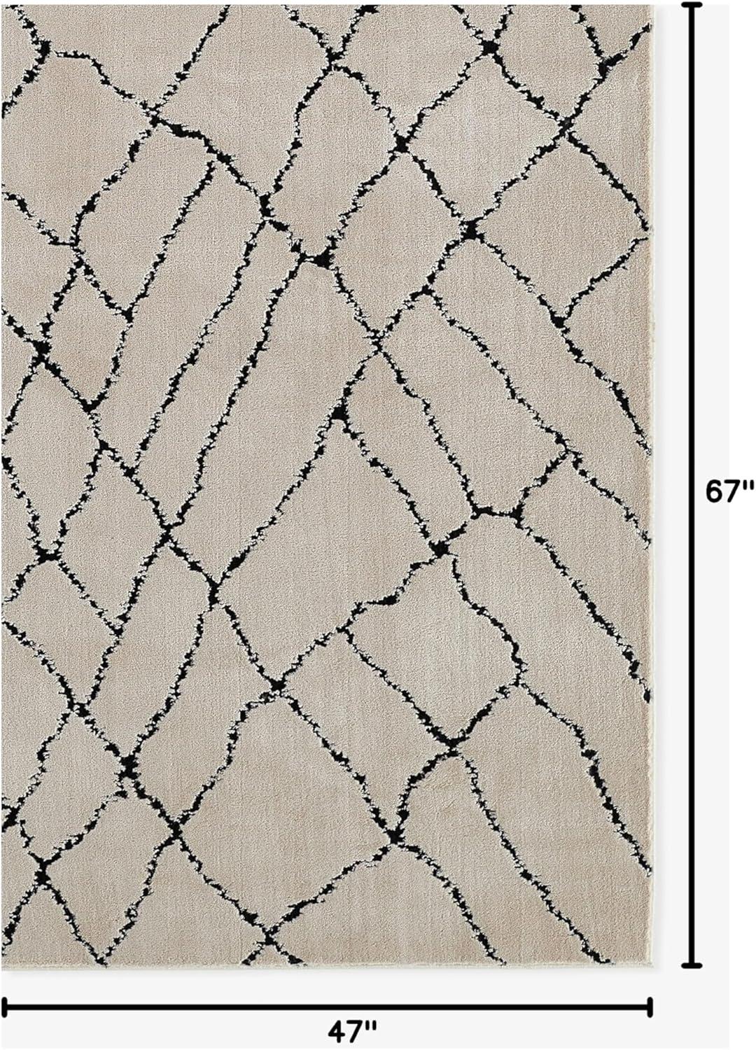 Momeni 2'x3' Noho Mateo Machine Loomed Accent Rug Ivory: Geometric Pattern, Indoor, Low Pile, Polyester, Rectangle