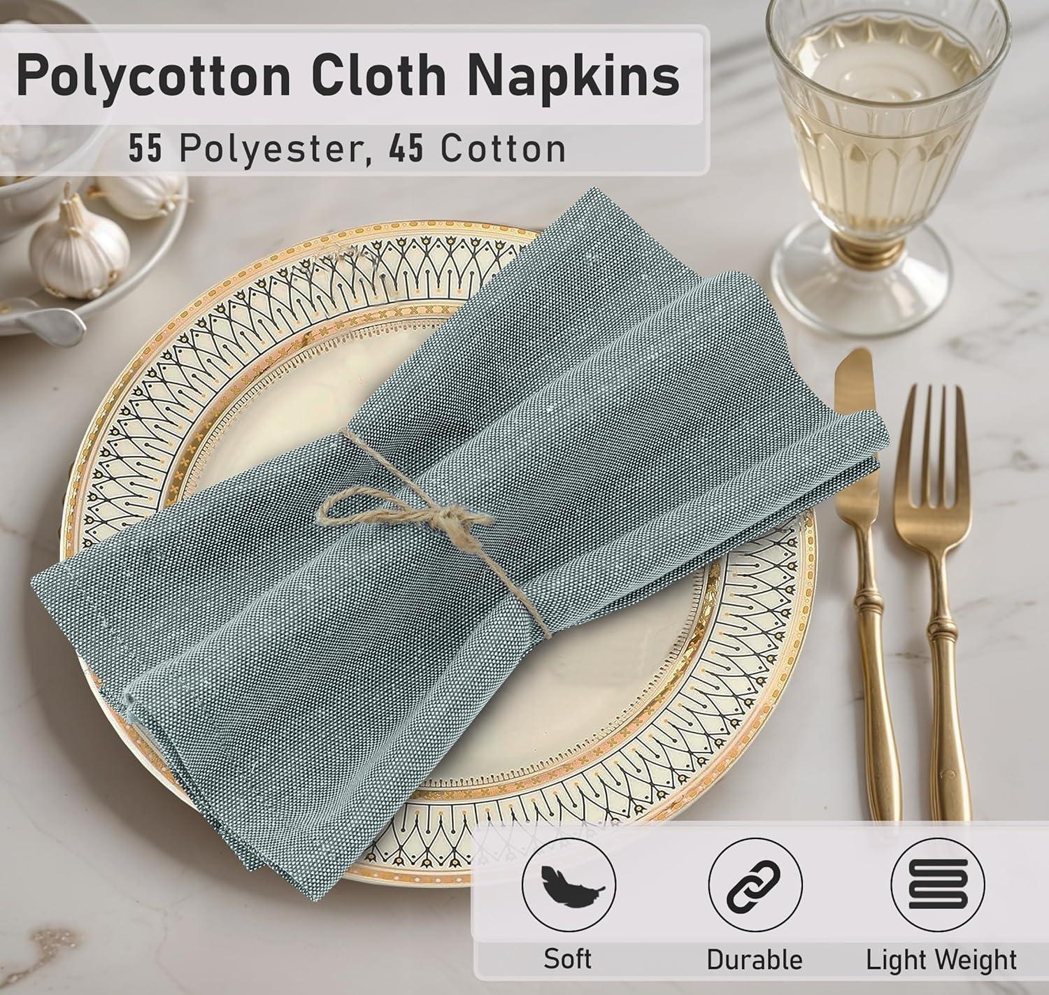 Poly Cotton Square Cloth Napkins Chambray Fabric