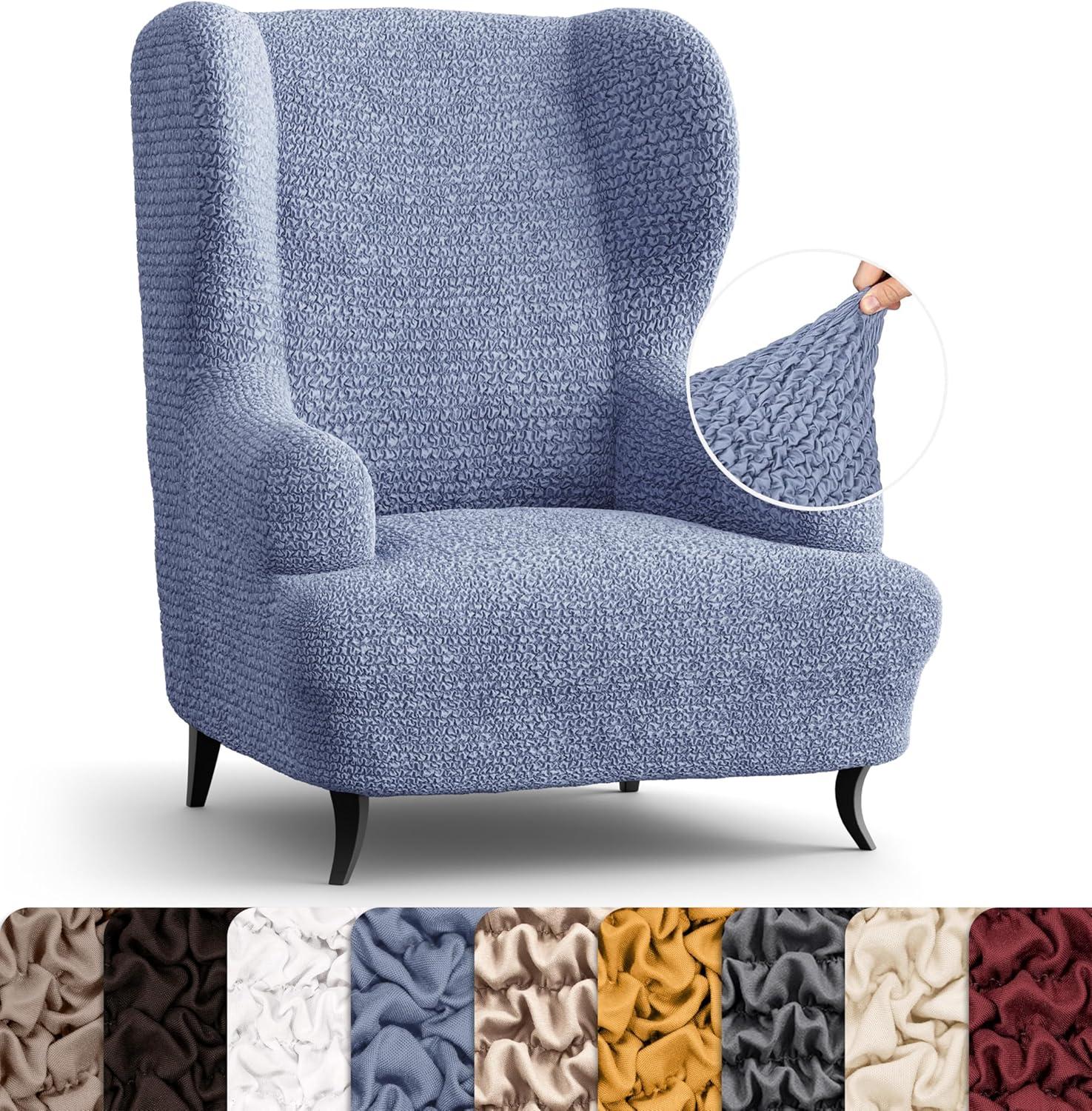 Stretchy Slipcover for Wingback Chair - Easy to Clean & Durable - Microfibra Collection