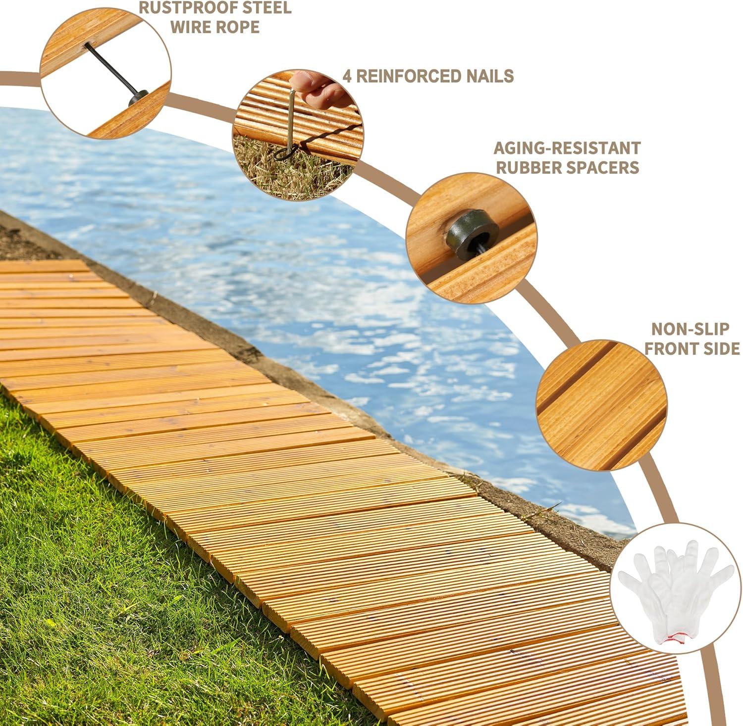 12FT Natural Cedar Wood Roll Out Garden Pathway