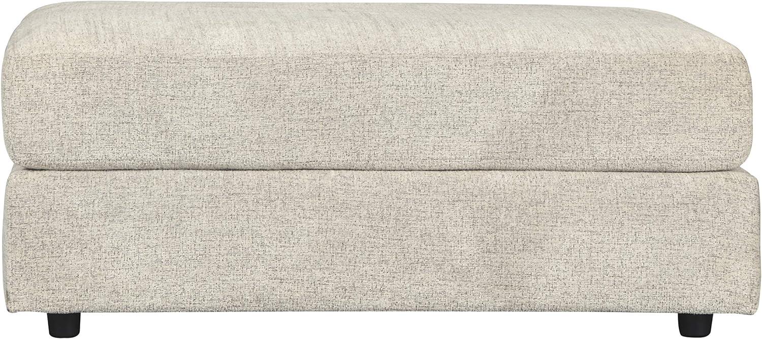 Oversized Off-White Chenille Contemporary Ottoman