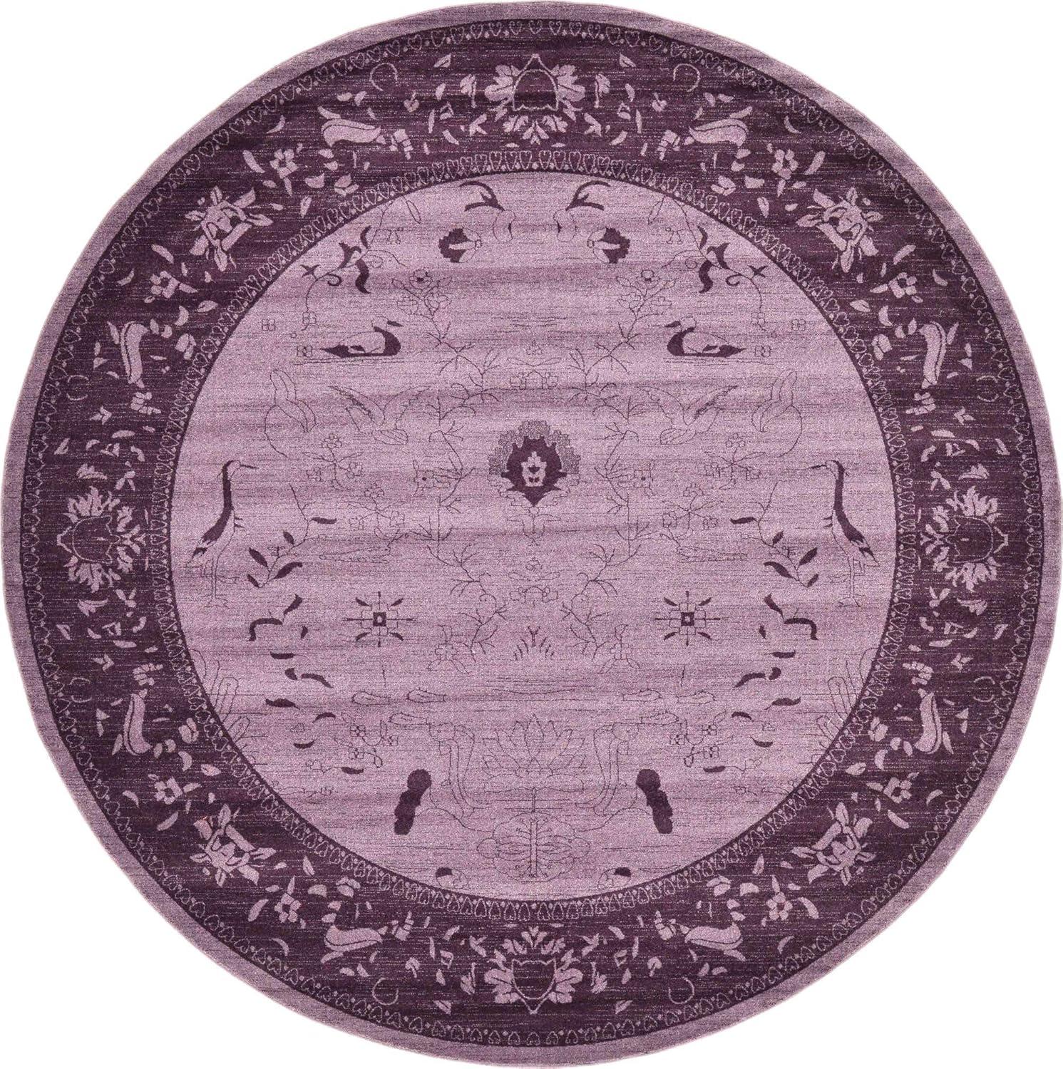 Unique Loom 12' 2 x 12' 2 Round Purple La Jolla Floral Area Rug