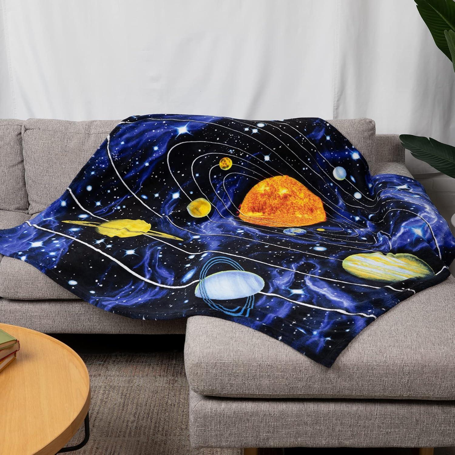 Queen Size Solar System Fleece Blanket for Boys