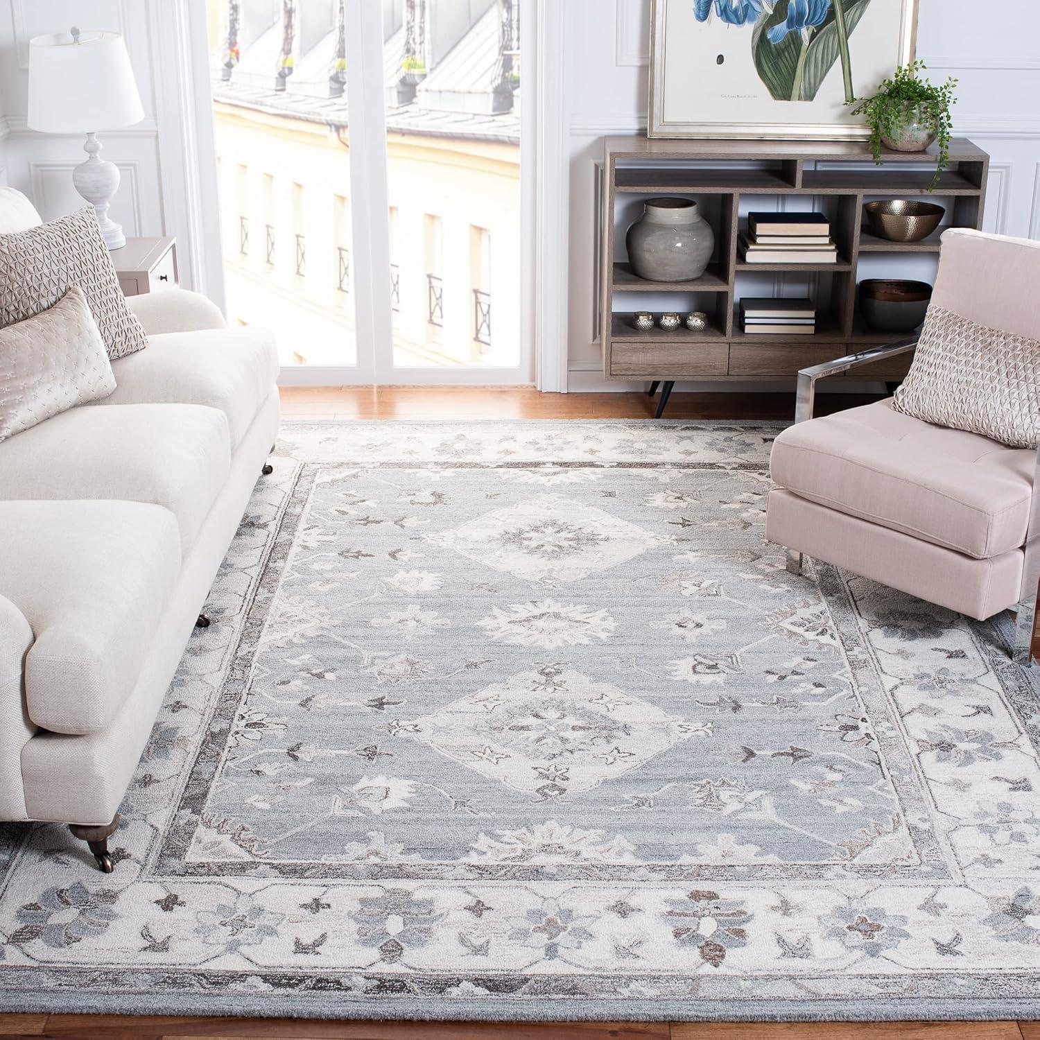Suzani SZN331 Hand Tufted Area Rug - Grey/Ivory - 8'x10' - Safavieh.