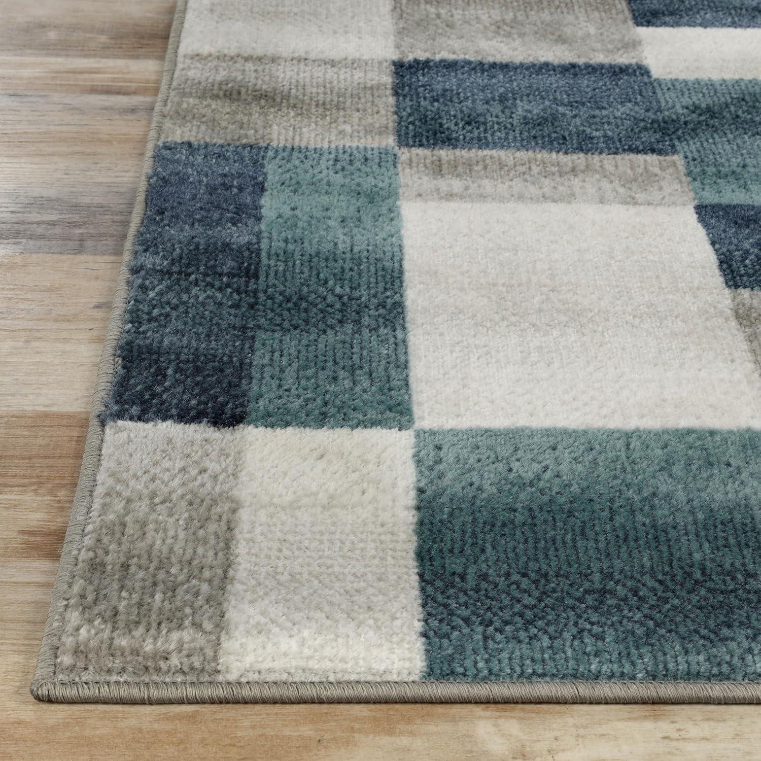 Superior Color Block Area Rug 4' x 6', Plush Indoor Rugs For Living Room Bedroom, Rivulet