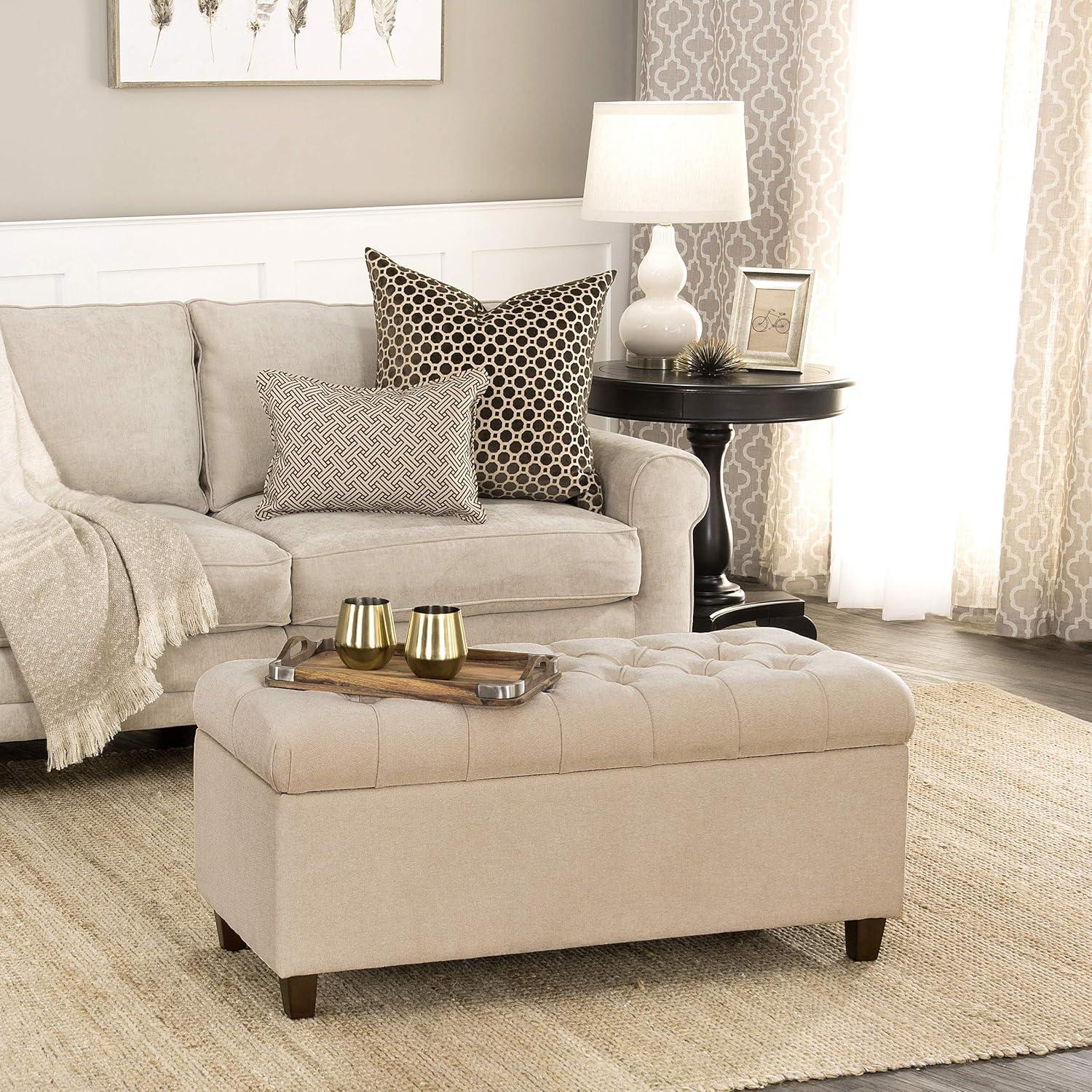 Ainsley Button Tufted Storage Bench - Oatmeal - HomePop