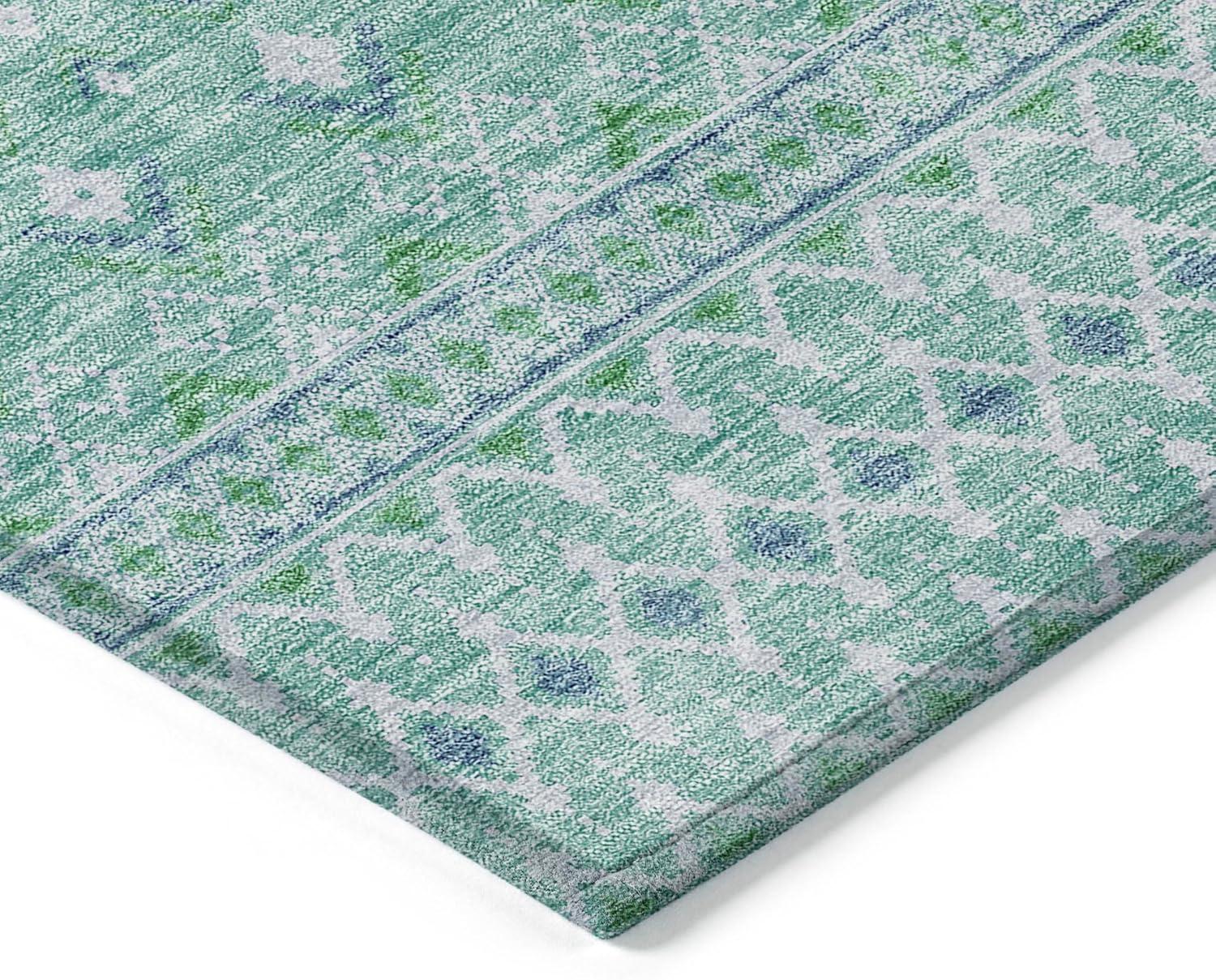 Aqua Bohemian Diamond Pattern Indoor Outdoor Area Rug