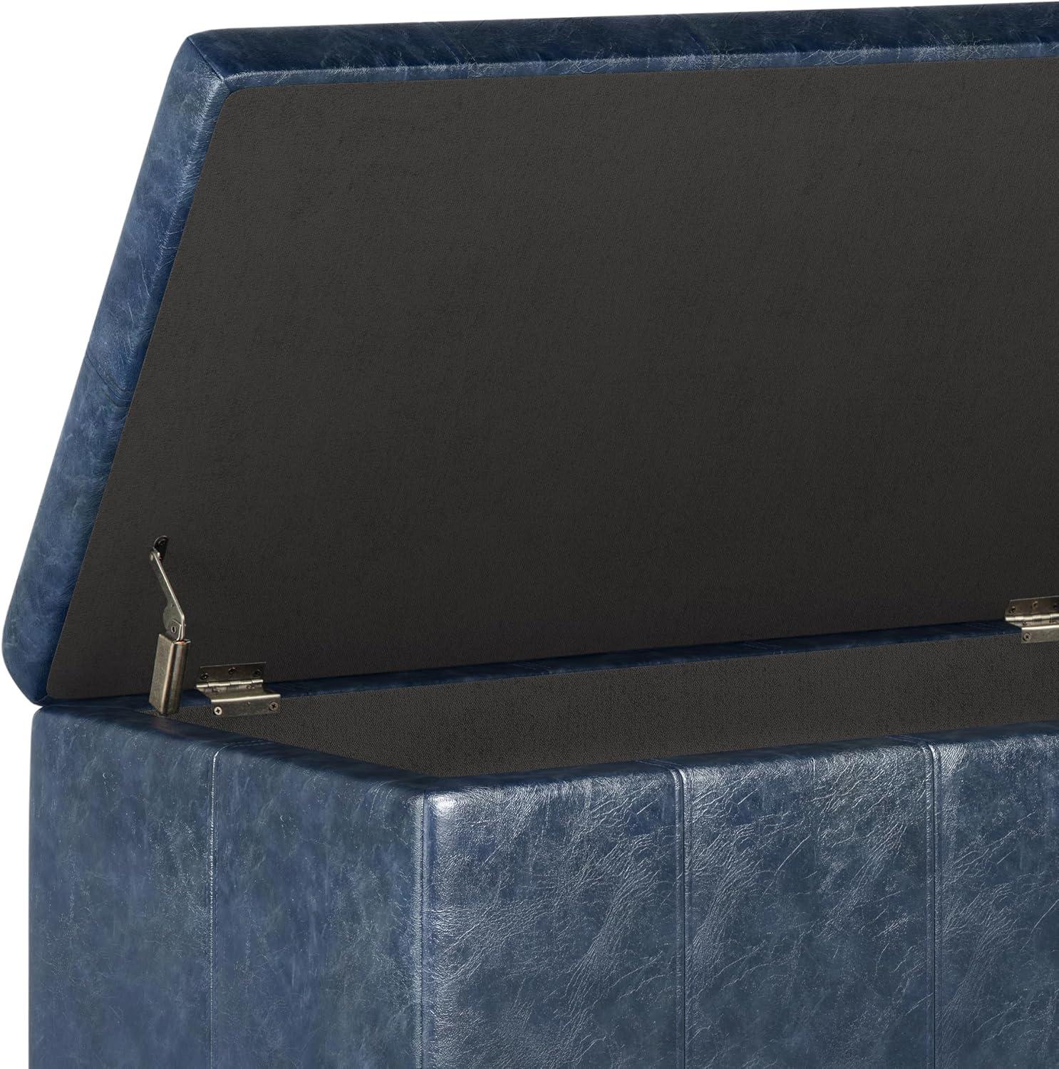 Simpli Home Dover 36"W Upholstered Storage Ottoman Bench with Lift-Top and Large Interior Storage