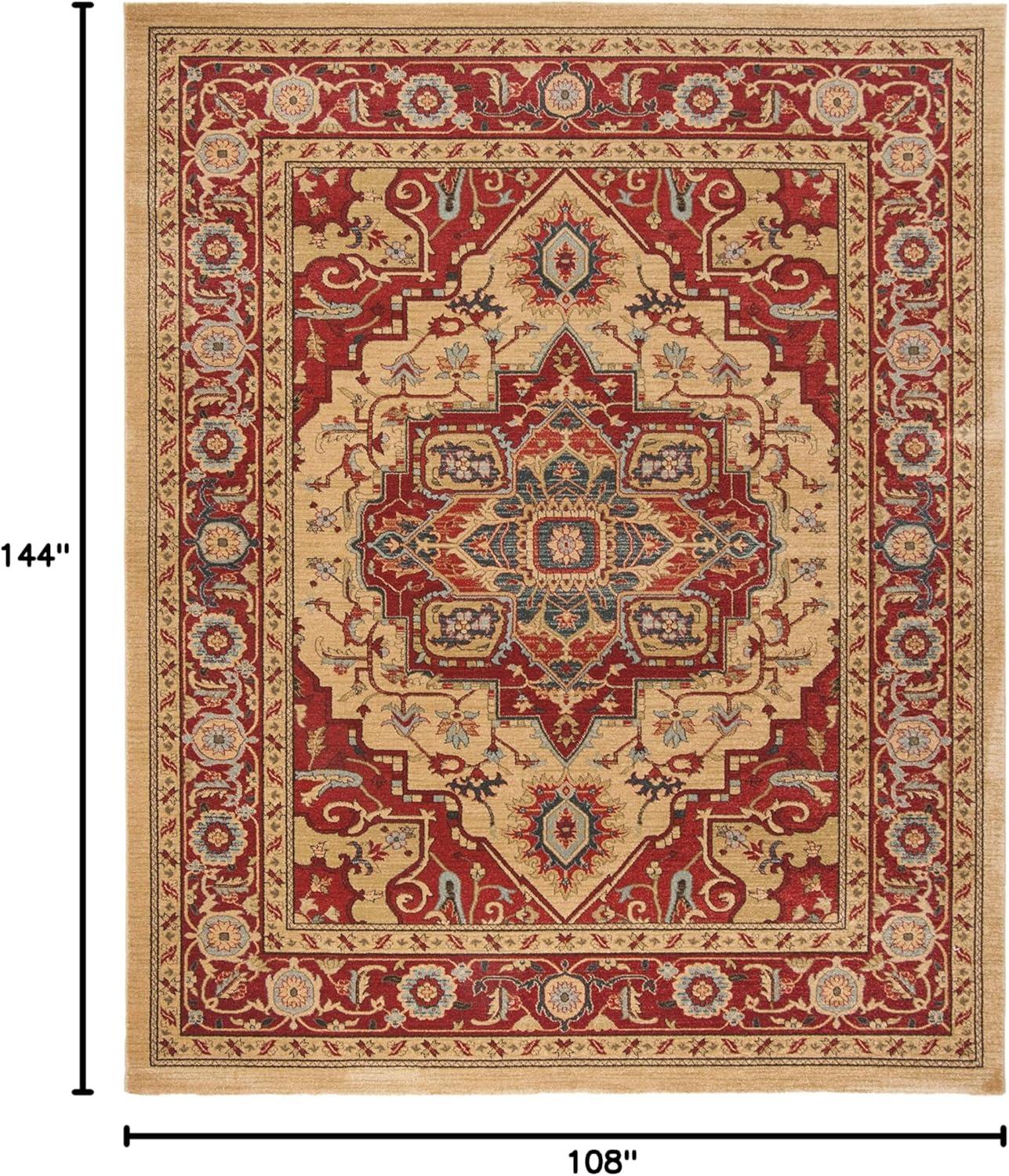 Safavieh Mahal Tangier 9 x 12 (ft) Loomed Polypropylene Red/Natural Rectangular Indoor Floral/Botanical Oriental Area rug