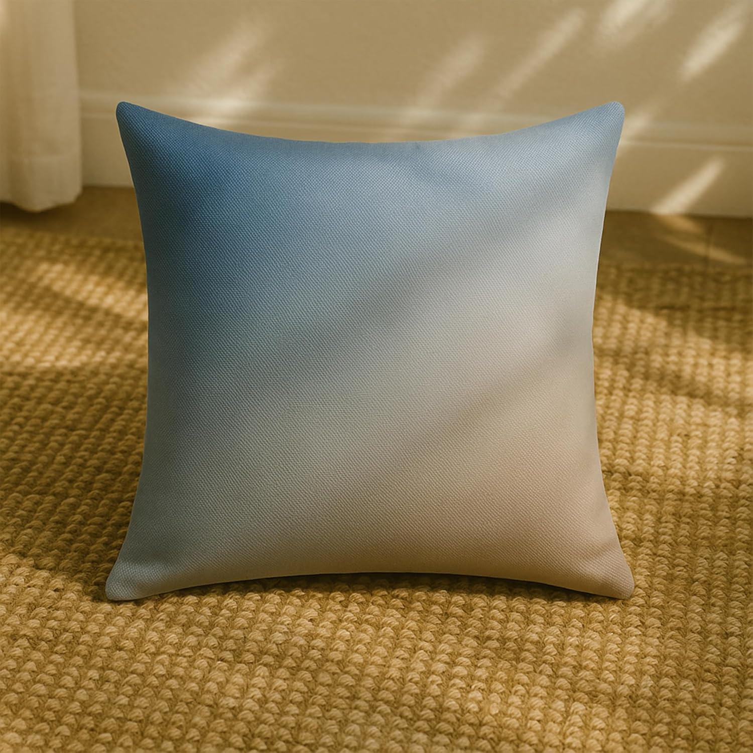 Fab Habitat Indoor/Outdoor Throw Pillow Made from Recycled Polyester Yarn - Double Sided, Stain Resistant, Machine Washable - Ombre - Patio, Deck, Porch, Living Room - Big Sur Blue (20" x 20")
