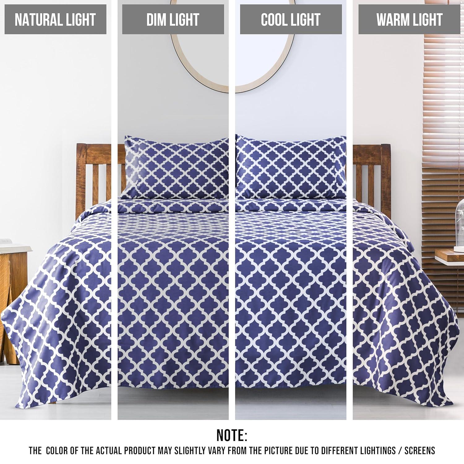 Lux Decor Collection Lux Decor Collection 4 Pc Soft Microfiber Bed Sheets Set Geometric Quatrefoil Bedding