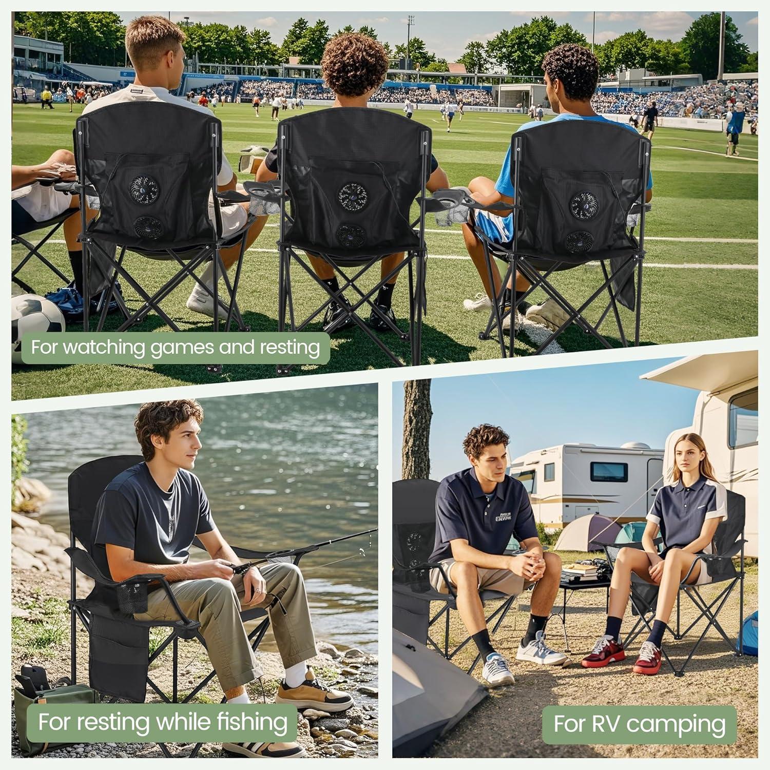 2 Pack Lightweight Camping Chairs for Adults & Teens, 250LBS Capacity Foldable Portable Chairs with Carry Bag, Compact Design for Camping, Beach, Picnics, and Outdoor Events