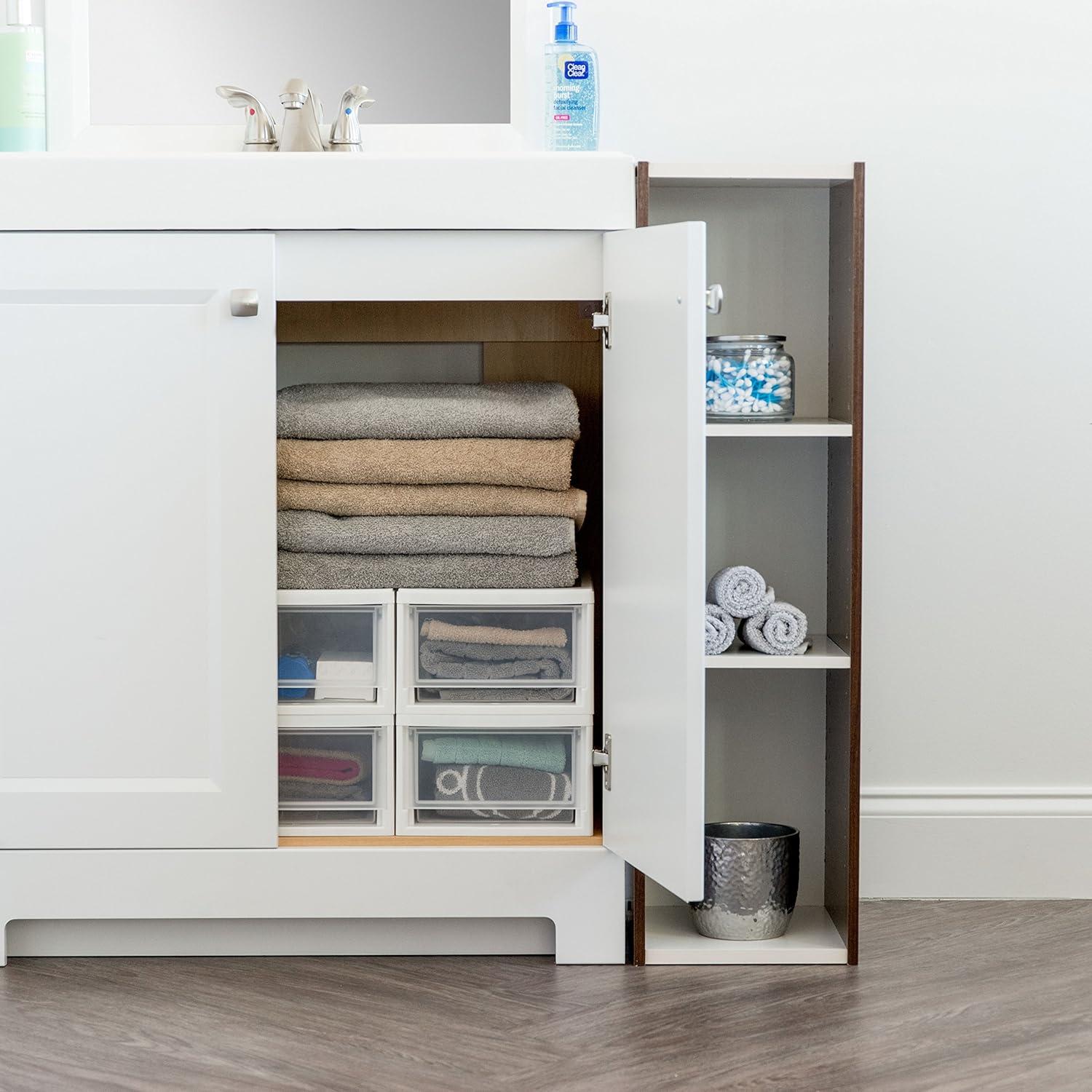 White Stackable Plastic Storage Drawer Unit