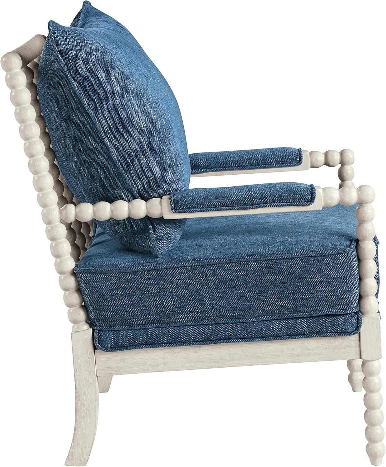 Kaylee Classic Blue Spindle Chaise with White Wood Frame