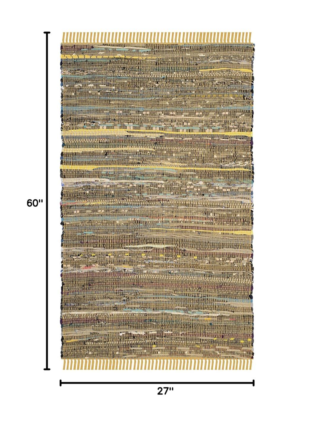 SAFAVIEH Rag Candis Striped Cotton Runner Rug, Yellow/Multi, 2'3" x 5'
