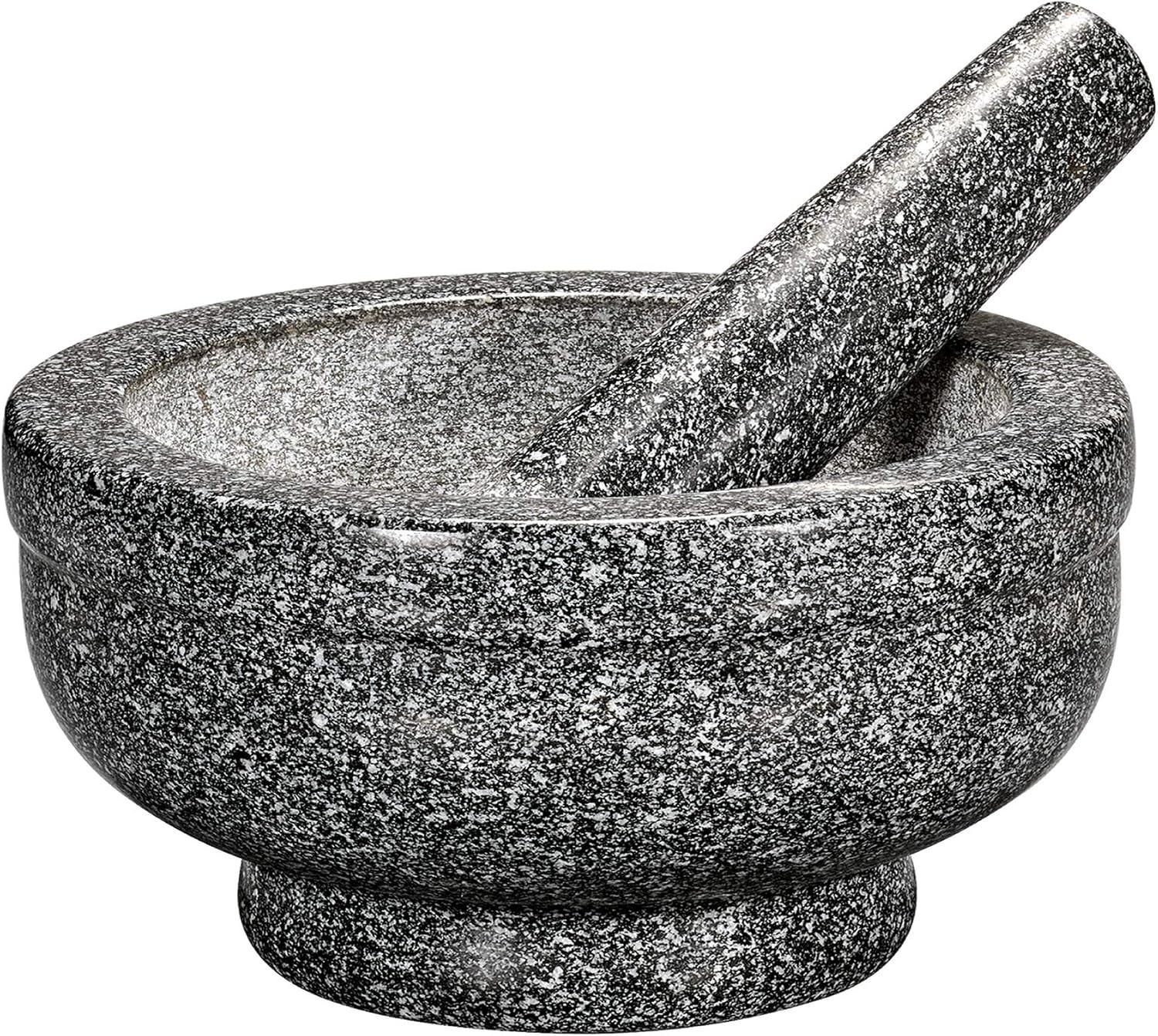 Cilio, Granite Mortar and Pestle, 6.75" round x 2.25" deep, natural green,