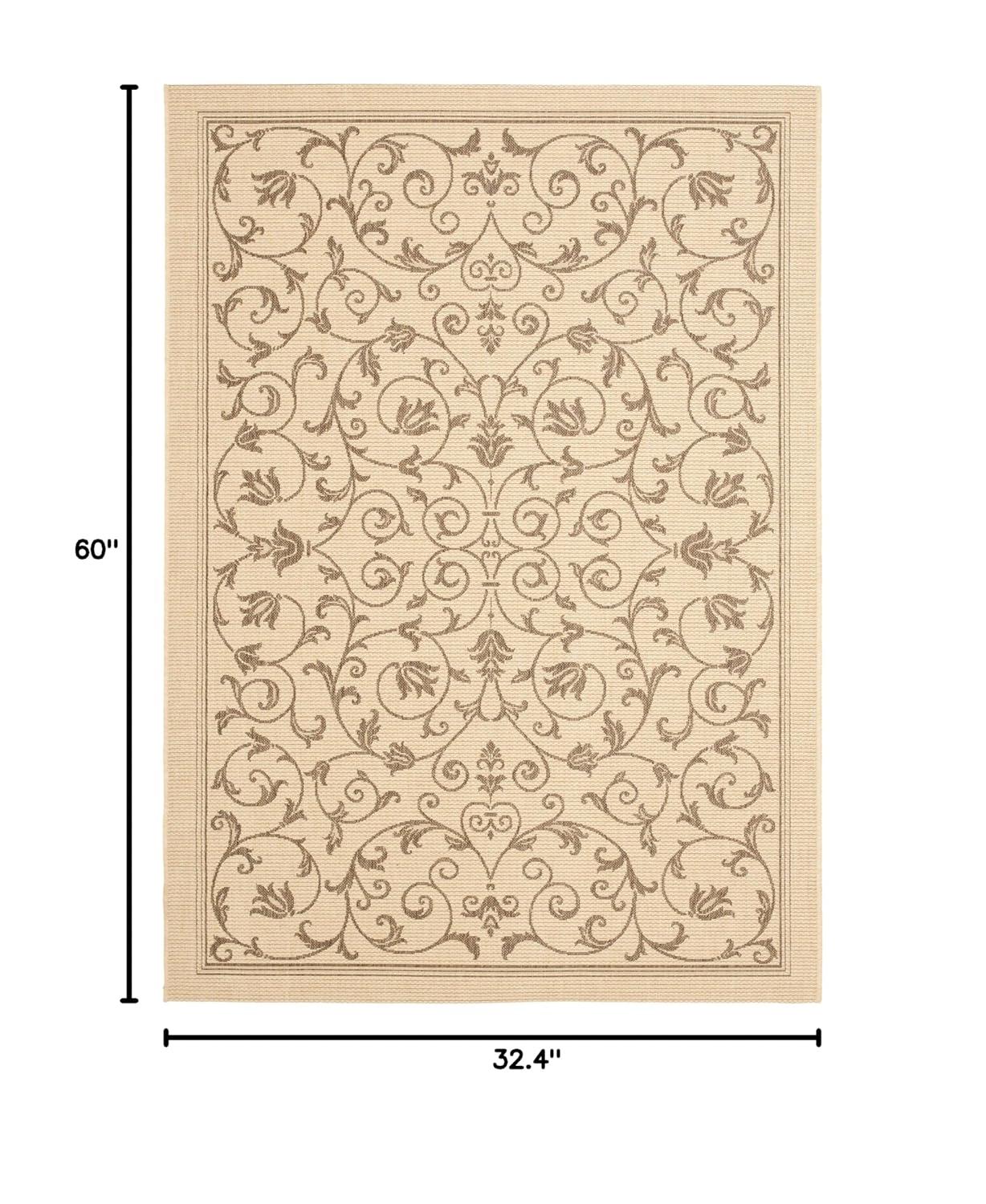 Courtyard CY2098 UV & Stain Resistant Non-Shedding Power Loomed Indoor/Outdoor Accent Rug - Natural/Brown - 2'7"x5' - Safavieh