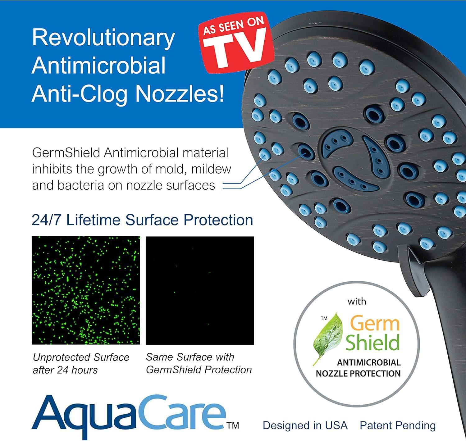 Hotel Spa AquaCare As-Seen-On-TV High Pressure Handheld/Rain 80-mode 3-way Shower Head Combo with Adjustable Arm - Anti-clog Nozzles, Tub & Pet Power Wash, 6 ft. Hose, ORB Bronze Finish