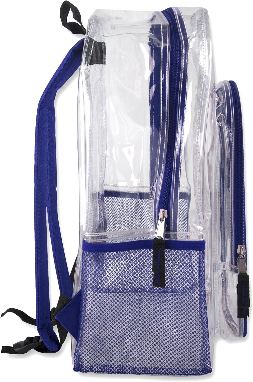 Trailmaker Heavy-Duty Clear Backpack, Blue Trim