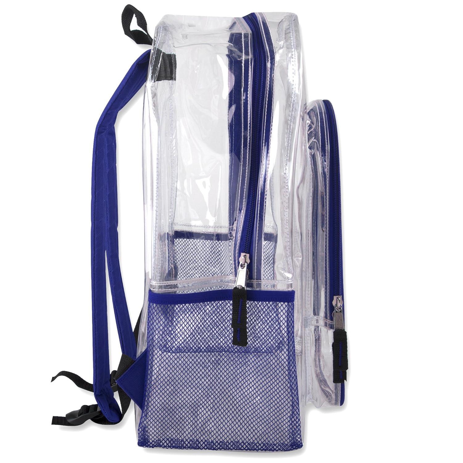 Trailmaker Heavy-Duty Clear Backpack, Blue Trim