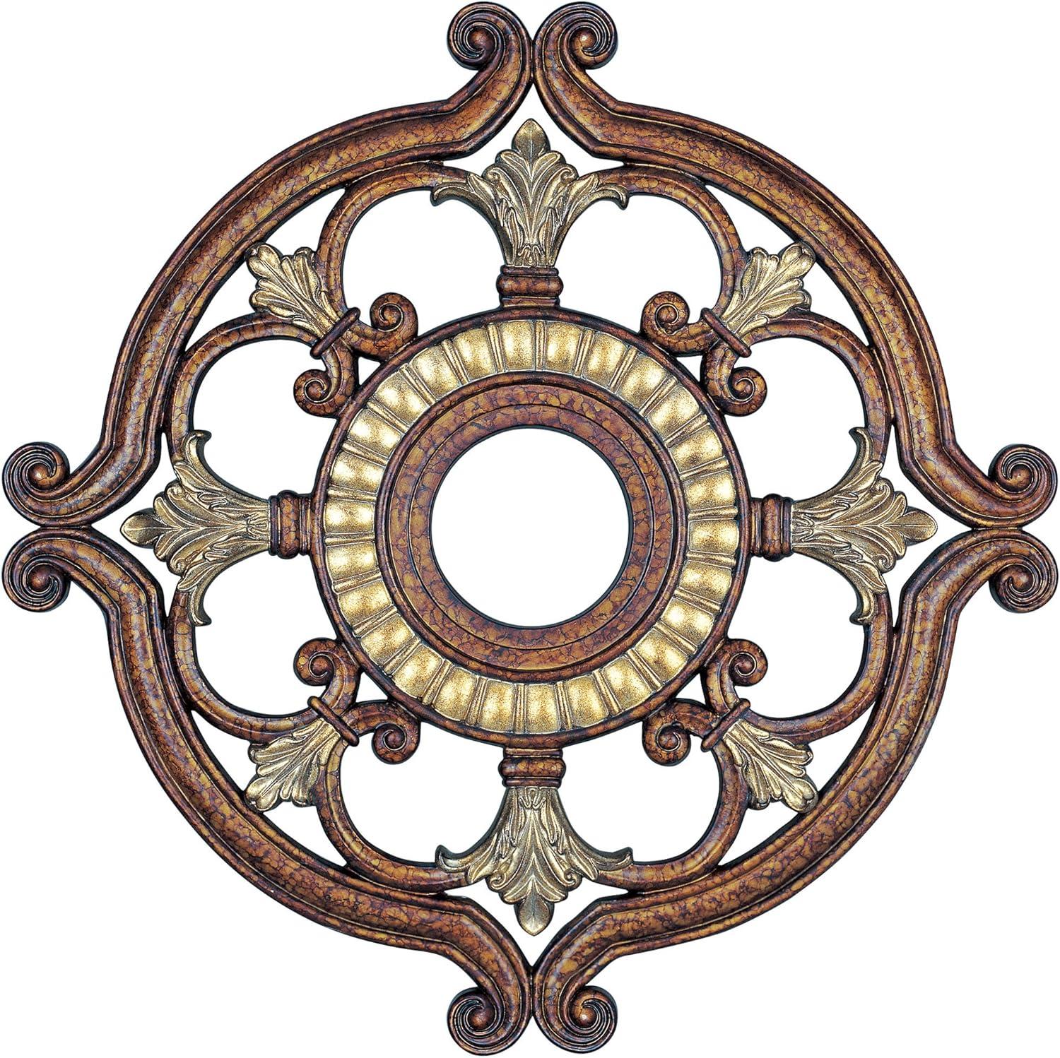 Palacial Bronze and Gilded Urethane Ceiling Medallion