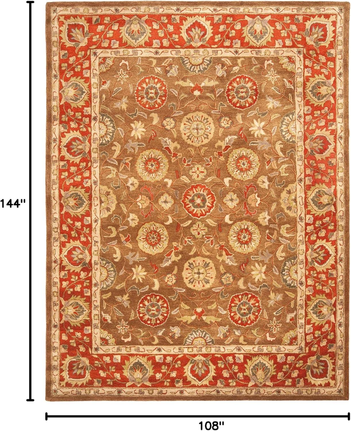 SAFAVIEH Heritage Mercia Traditional Wool Area Rug, Beige/Rust, 9' x 12'