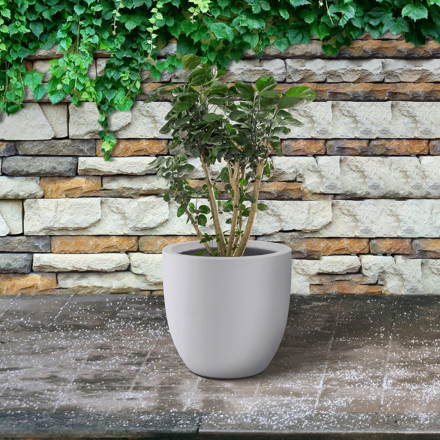 Kante  12 in. Tall Lightweight Concrete Indoor/Outdoor Round Planter white