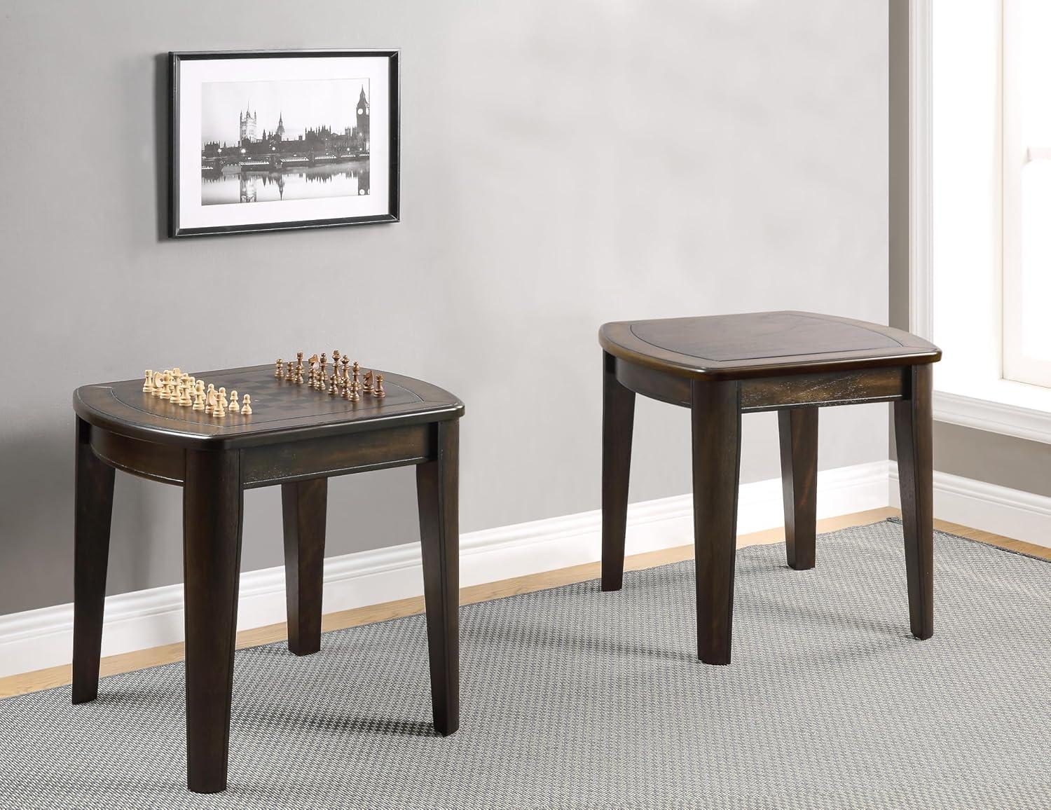 Diletta Game End Table with Chessboard Dark Walnut - Steve Silver Co.: Hardwood & MDF, Reversible Top, Square Shape