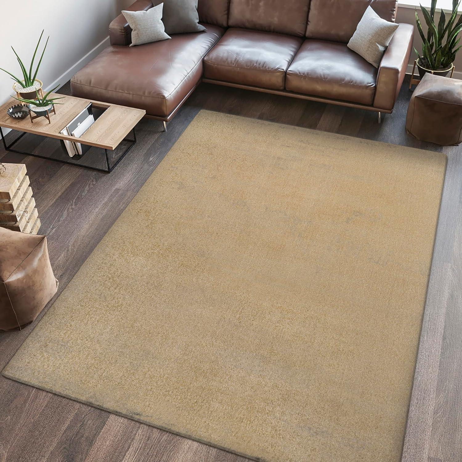 JONATHAN Y Twyla Classic Solid Low-Pile Machine-Washable Yellow 5 ft. x 8 ft. Area Rug