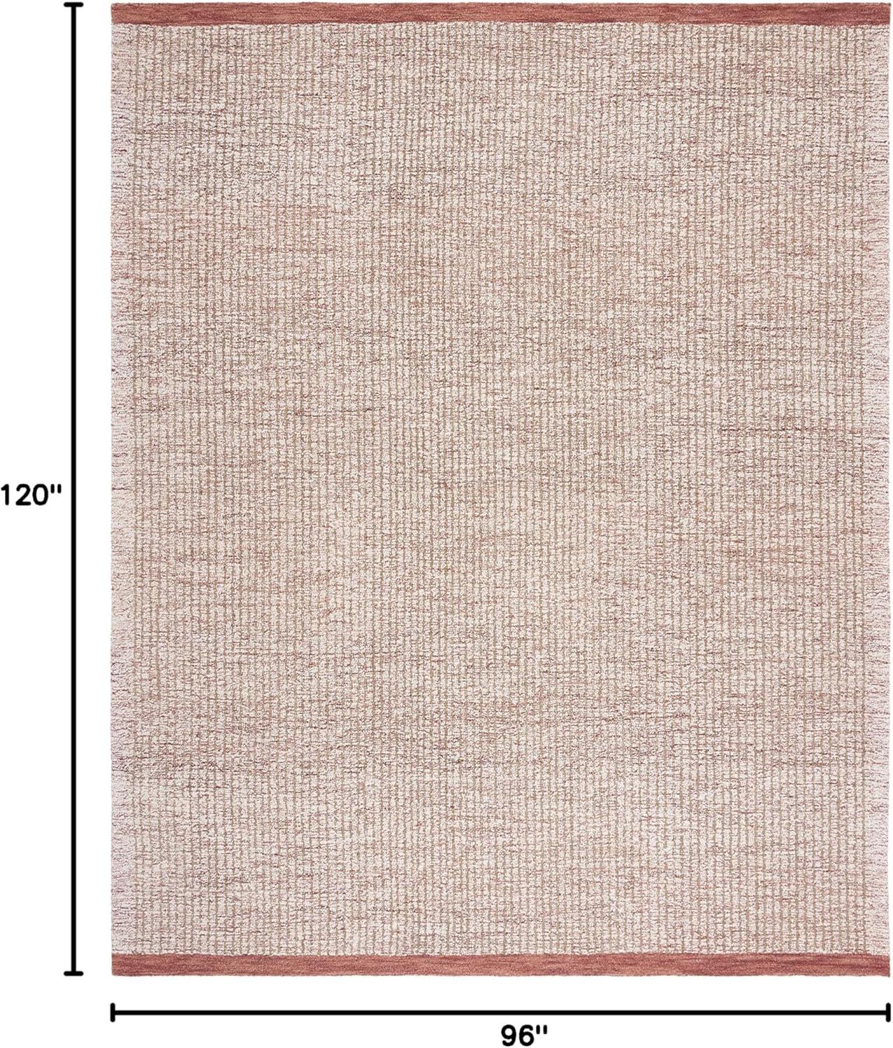 Ivory and Red Hand-Tufted Wool Area Rug, 8' x 10', Reversible