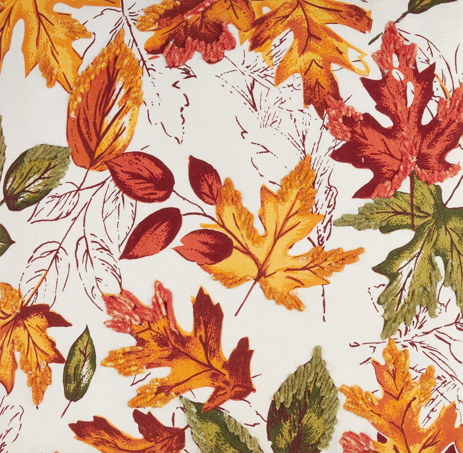 70" x 50" Embroidered Autumn Leaves Cotton Tablecloth