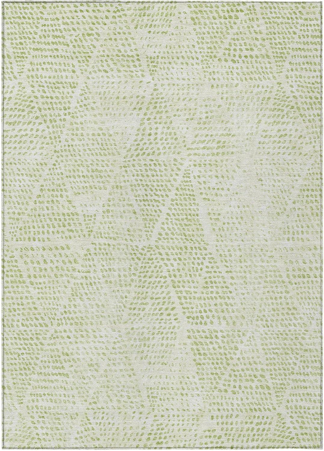 Aloe Green Diamond Pattern Washable 10' x 14' Area Rug