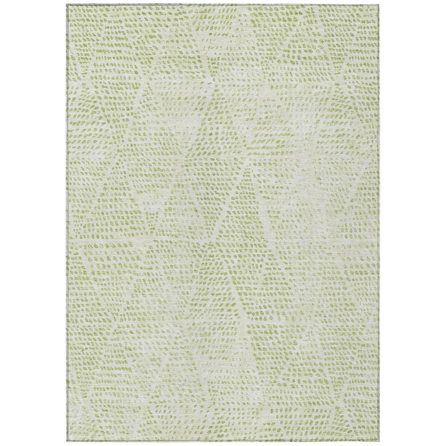 Aloe Green Diamond Pattern Washable 10' x 14' Area Rug
