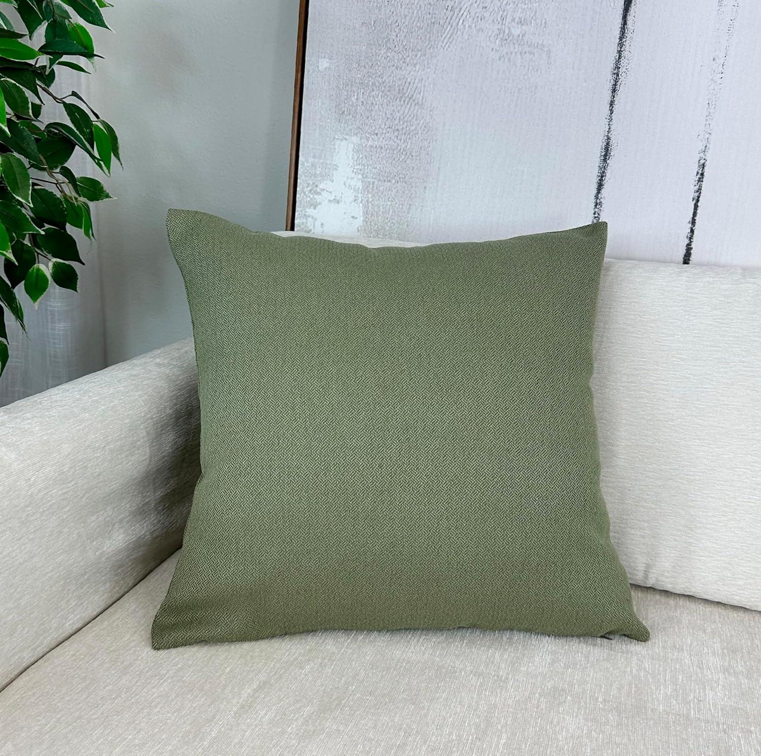 Aiking 2 Pieces of 18" x 18" Brushed 100% Polyester Decorative Throw Pillow Covers, Zipper Closure, Basil