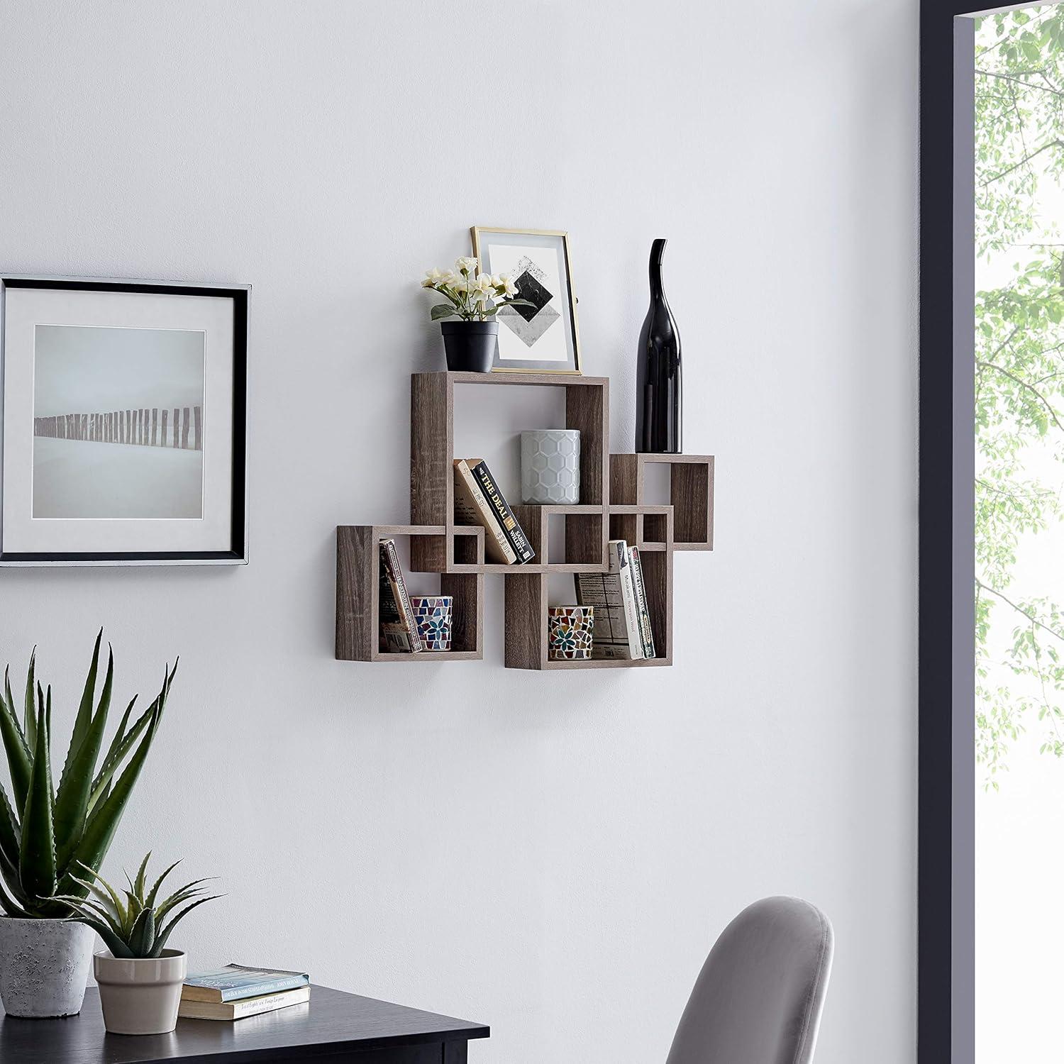 Danya B. Intersecting Cube Shelves - Weathered Oak