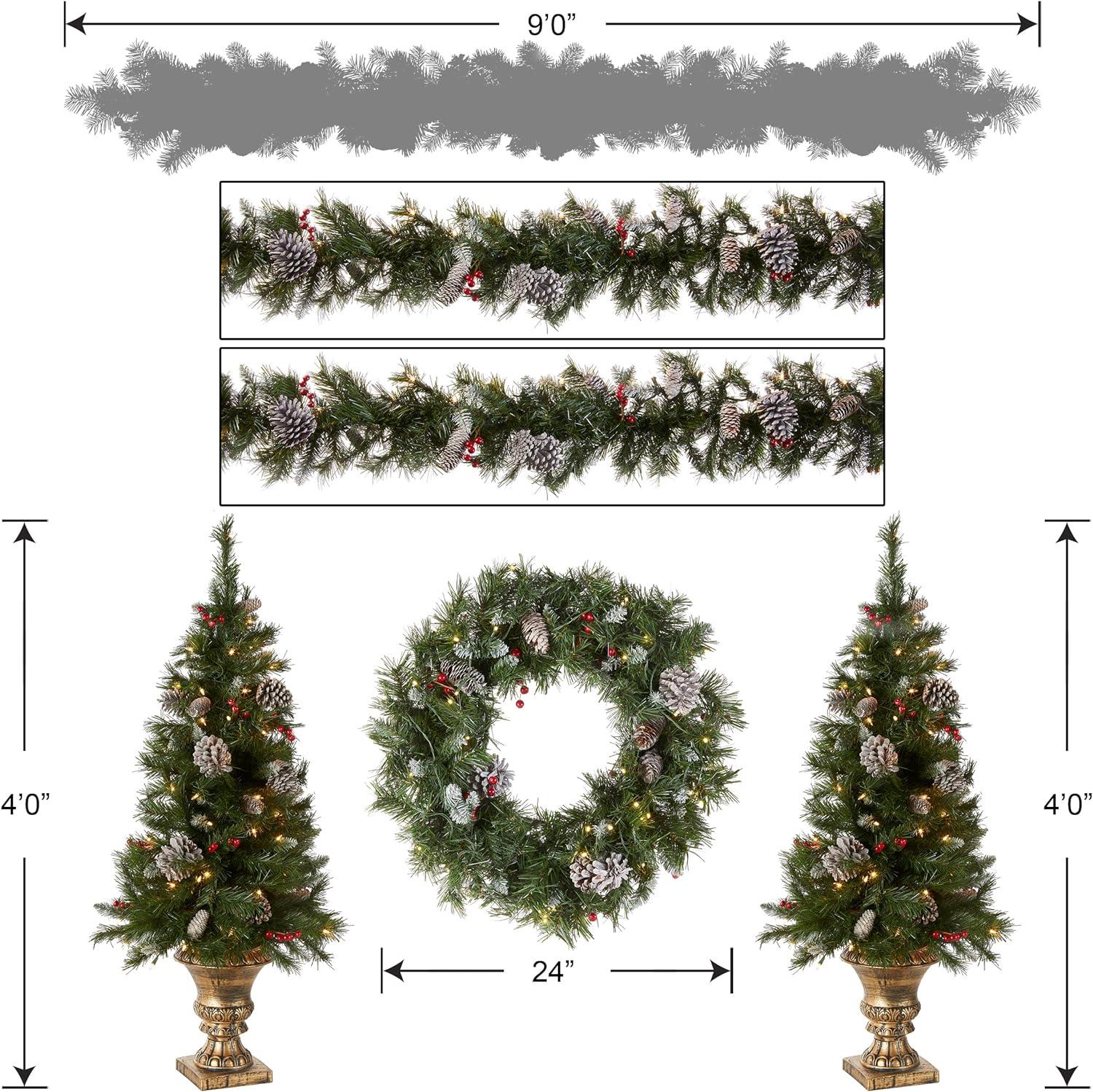 The Holiday Aisle® Pre-lit 5 Piece Frosted Berry Assortment