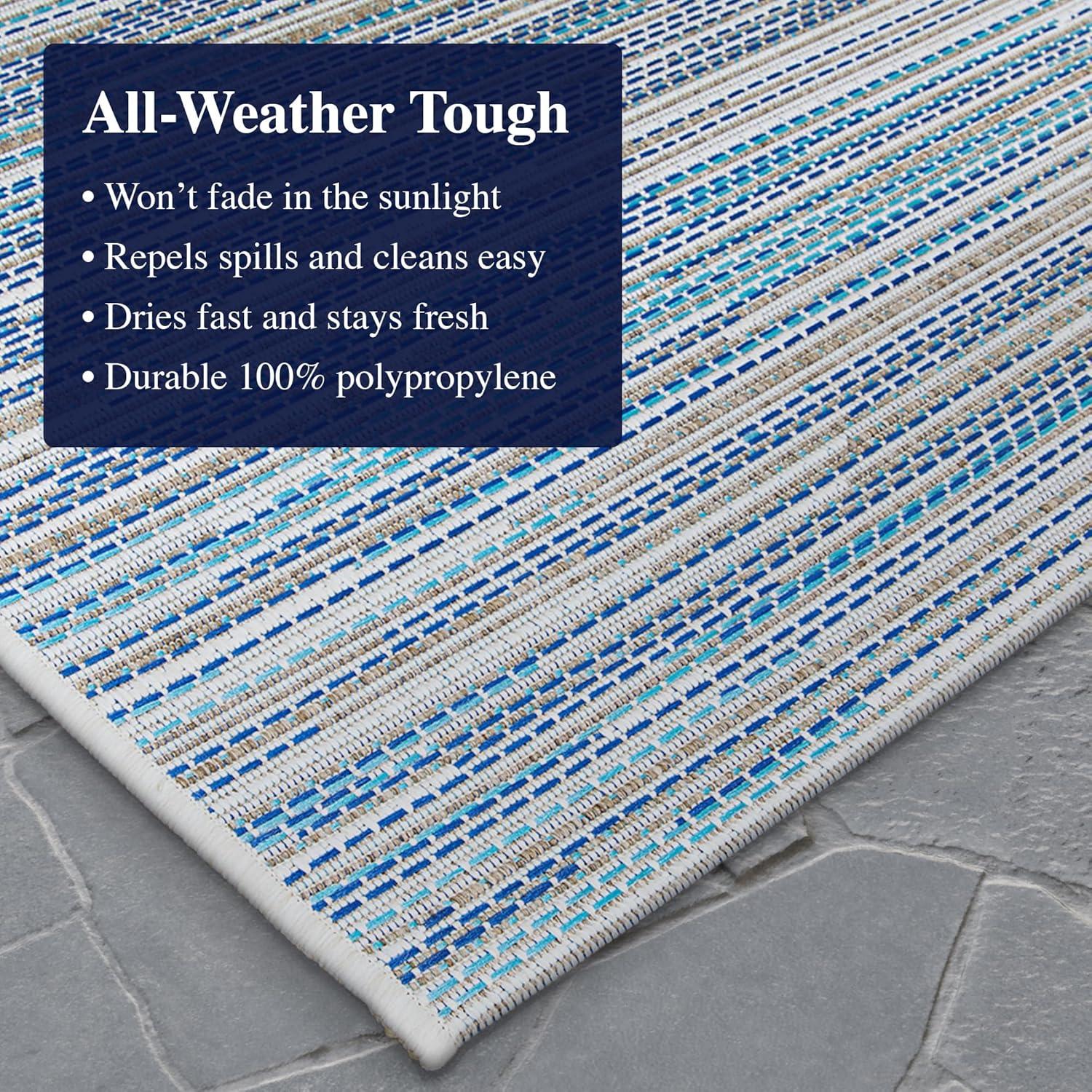 Couristan Monaco Alassio Indoor / Outdoor Area Rug, Sand-Azure Blue-Turquoise, 3'9" x 5'5"