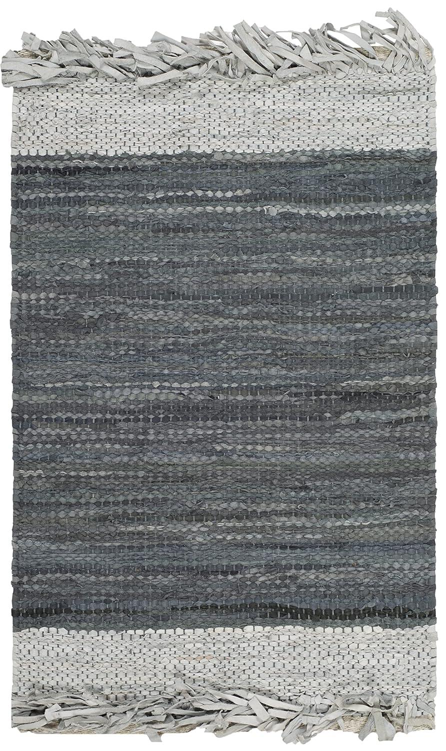 Vintage Leather VTL310 Hand Woven Indoor Accent Rug - Light Grey/Dark Grey - 2'3"x4' - Safavieh