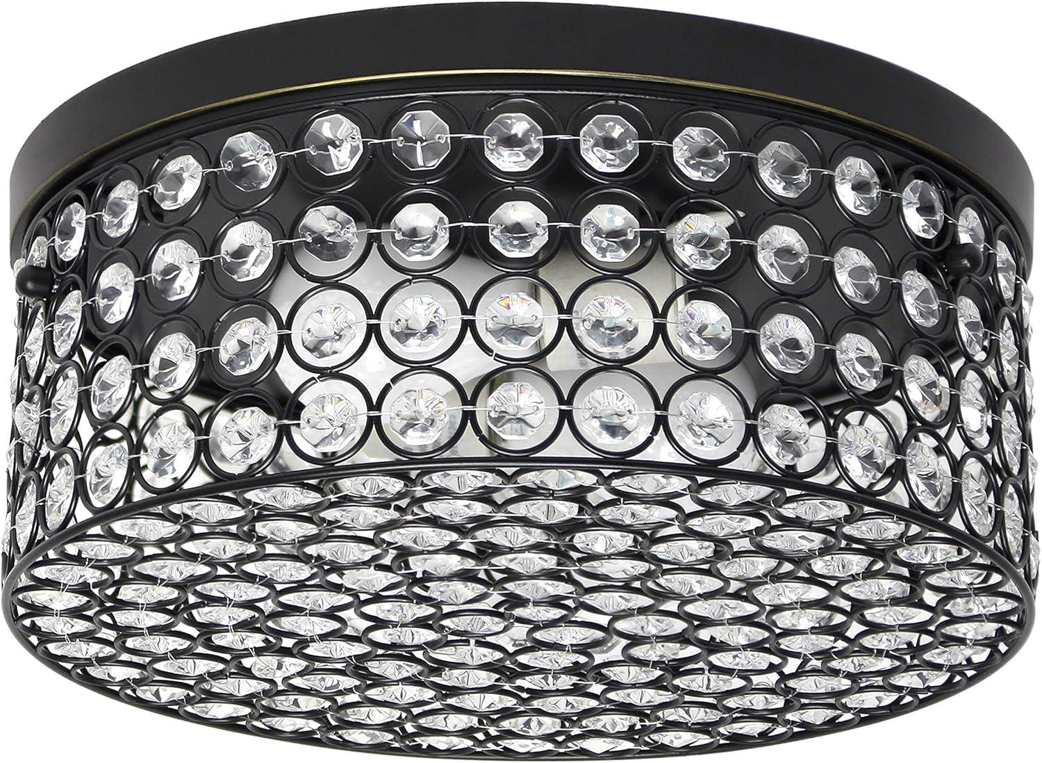 12" Elipse Round Crystal Flush Mount Ceiling Light - Elegant Designs