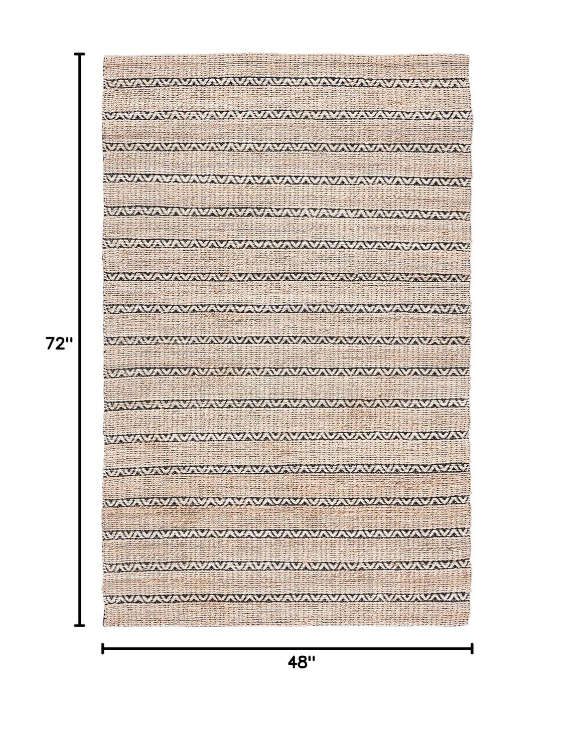 Natural Fiber NFB655 Flat Weave Indoor Area Rug - Black/Natural - 4'x6' - Safavieh
