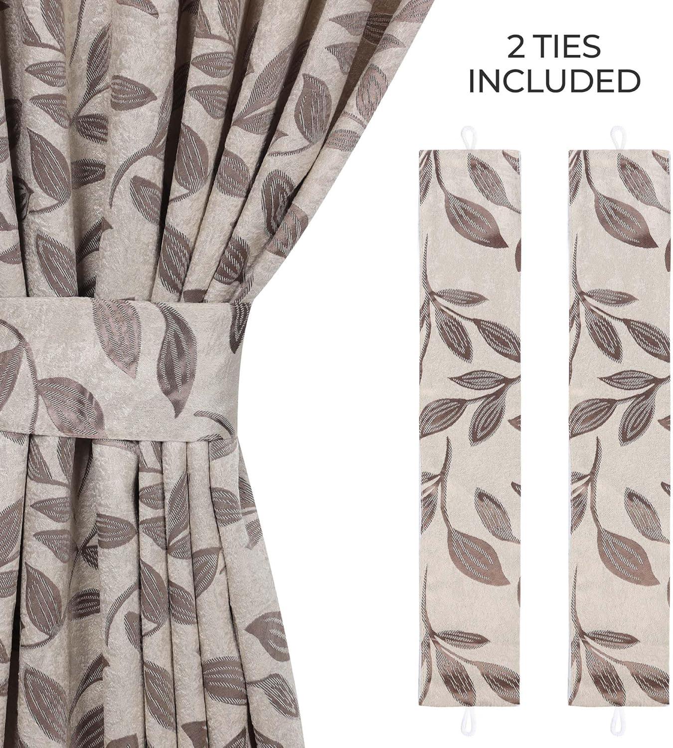 Superior Leaves Machine Washable Room Darkening Blackout Curtains With Back Tabs by Superior (Set of 2)