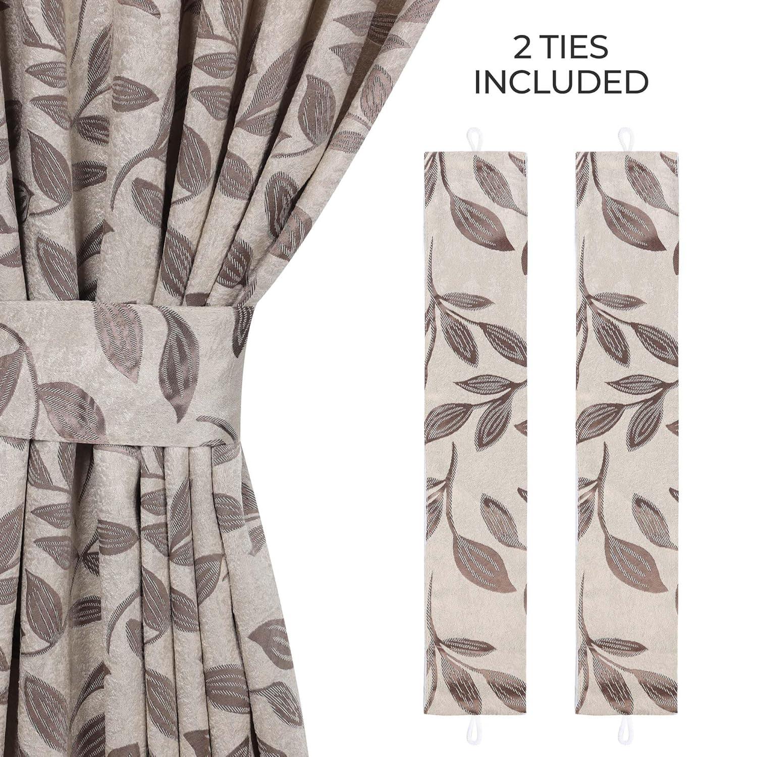 Superior Leaves Machine Washable Room Darkening Blackout Curtains With Back Tabs by Superior (Set of 2)