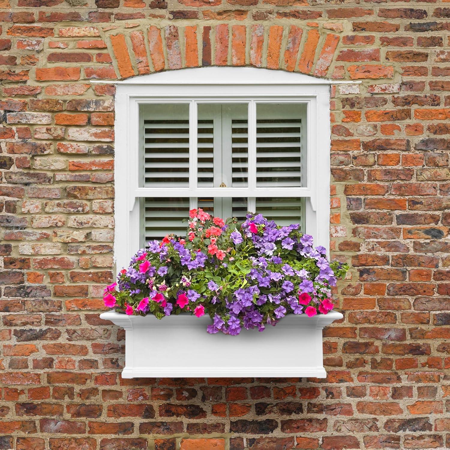 Mayne Yorkshire 3ft Window Box - Customizable - Vinyl Planter Box - White (4823-W)